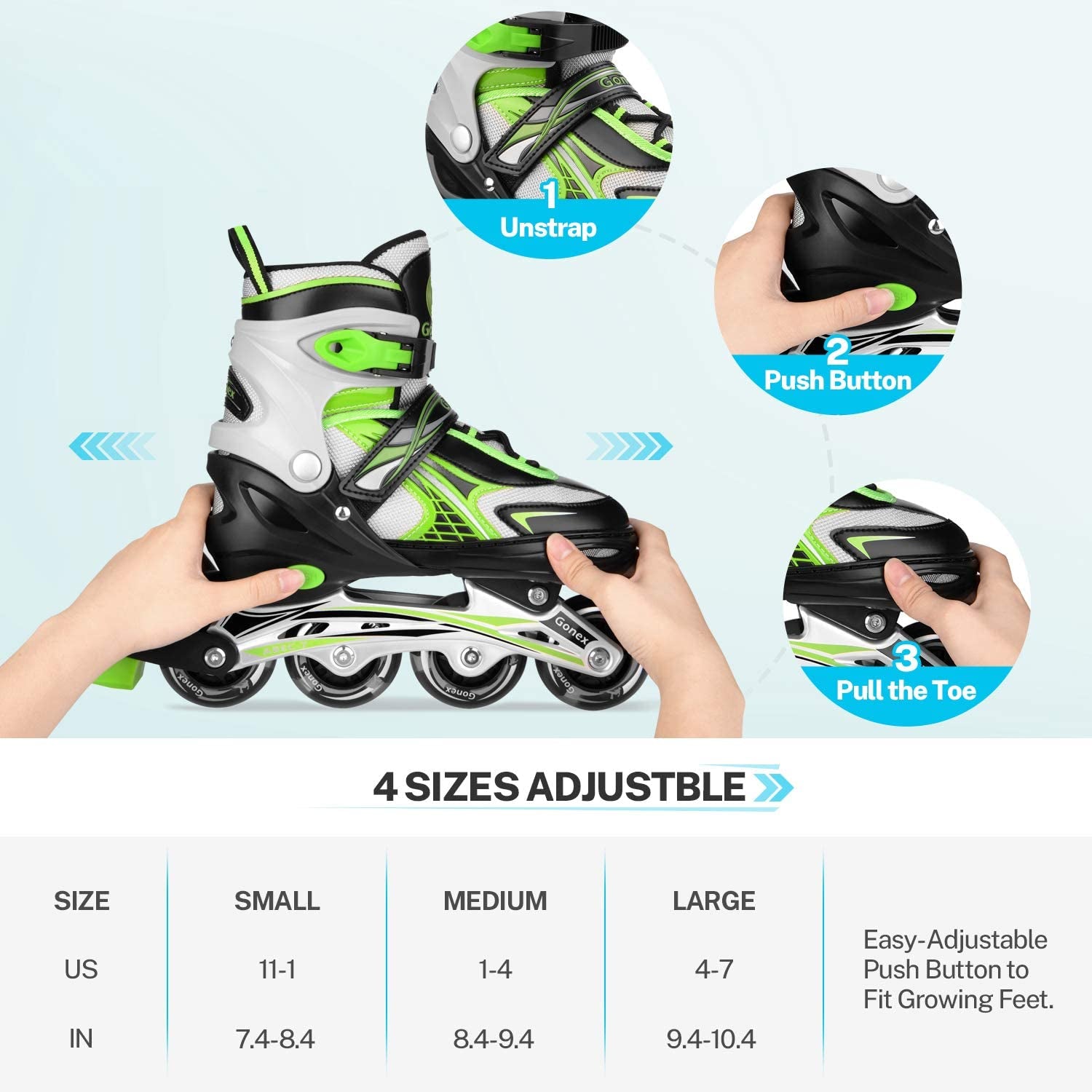 Inline Skates for Girls Boys Kids, Adjustable Skates Outdoor Blades Inline Roller Skates for Children Teens Women with Light up Wheels for Indoor Outdoor Backyard Skating