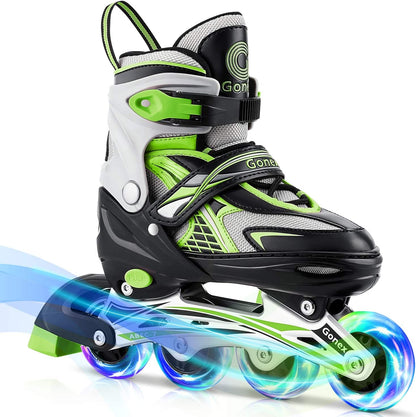 Inline Skates for Girls Boys Kids, Adjustable Skates Outdoor Blades Inline Roller Skates for Children Teens Women with Light up Wheels for Indoor Outdoor Backyard Skating