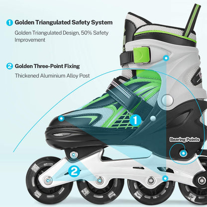 Inline Skates for Girls Boys Kids, Adjustable Skates Outdoor Blades Inline Roller Skates for Children Teens Women with Light up Wheels for Indoor Outdoor Backyard Skating