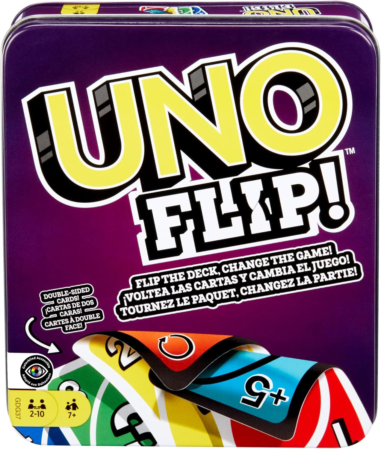 UNO Flip! Card Game for Kids, Adults & Family Night with Double-Sided Cards in Collectible Storage Tin (Amazon Exclusive)