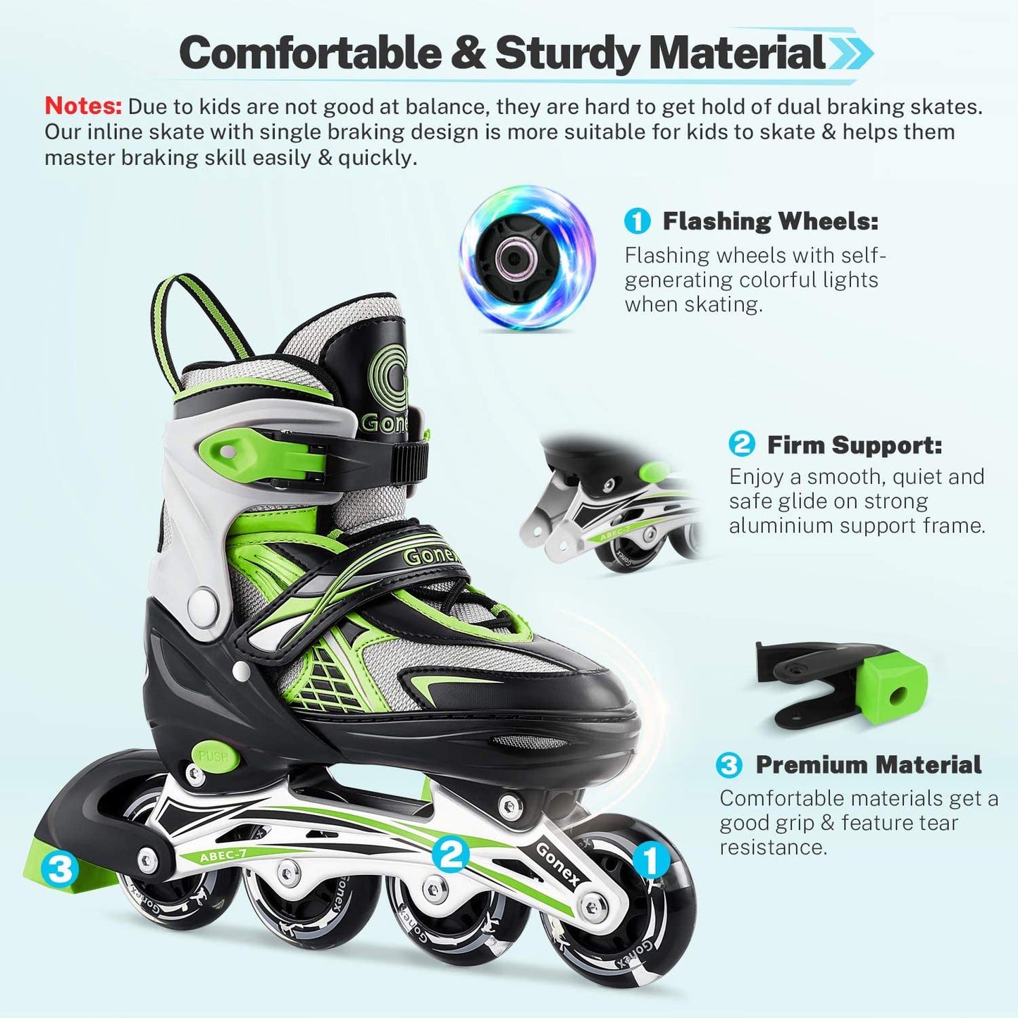 Inline Skates for Girls Boys Kids, Adjustable Skates Outdoor Blades Inline Roller Skates for Children Teens Women with Light up Wheels for Indoor Outdoor Backyard Skating